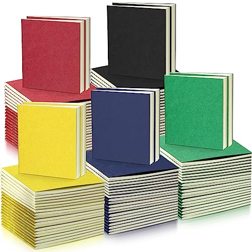 Faccito 50 Pack Mini Kraftpapier Notizbücher Taschen Tagebücher Journal Notizblöcke Kleine Blanko Notizhefte Memo Skizzenbücher für Kinder Schule Büro, 10,4 x 10,6 cm (Helle Farbe, Leere Seite) von Faccito