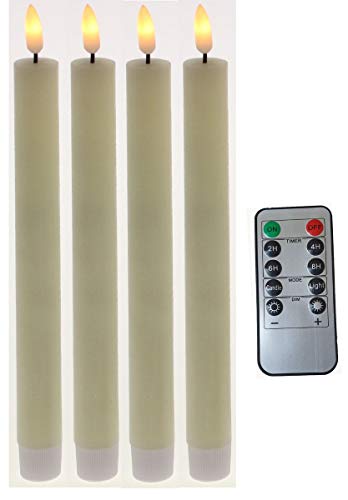 Fachhandel Plus LED Stabkerzen 4er Set mit Timer – Echtwachskerzen 24,5 cm mit 3D Flamme & Fernbedienung – flackernde LED Kerzen für Kerzenhalter von Fachhandel Plus