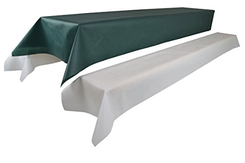 Bierzeltgarnitur 1 Tischdecke (Farbe & Breite nach Wahl) (1,2 x 2,5m, grün) und Zwei weiße Bankauflage(0,55 x 2,5m), aus stoffähnlichem Vlies, Öko-Tex 100, ideal für Jede Party, Catering von Sensalux