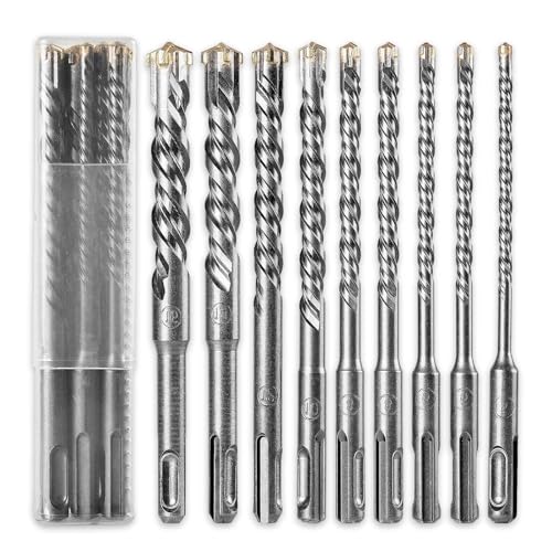 SDS Plus Bohrer Set 9-tlg. Hammerbohrer Steinbohrer für Beton, Naturstein und Mauerwerk, Kompatibel mit Bosch, Makita, Hilti (5-16 mm, Doppelwendel, Kreuzschneide) SDS Plus Bohrer Set 9-tlg. Hammerbohrer Steinbohrer für Beton, Naturstein und Mauerwerk, Kompatibel mit Bosch, Makita, Hilti (5-16 mm, Doppelwendel, Kreuzschneide) von Fachmach