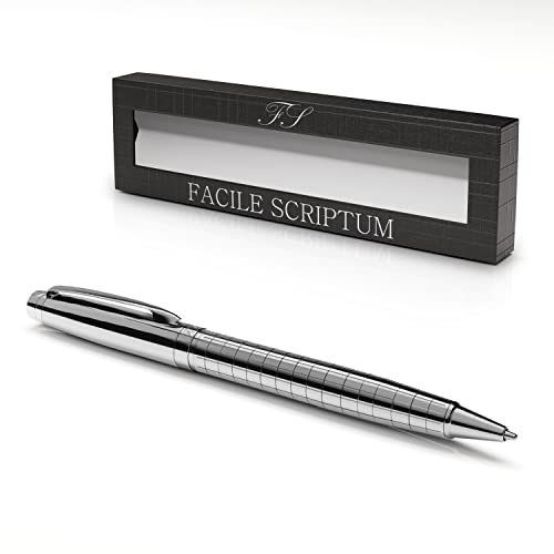 Facile Scriptum | Hochwertiger Premium Dreh-Kugelschreiber aus Metall | Modell Ice Silver | Geschenk-Idee | Eisiges Silber von Facile Scriptum
