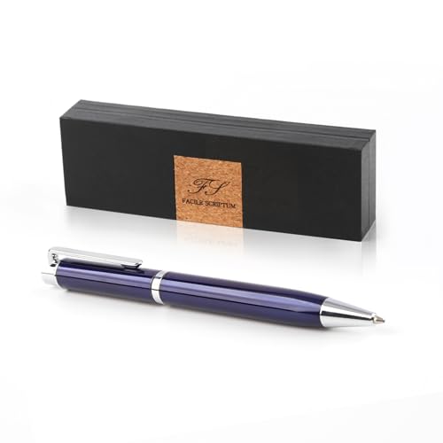Facile Scriptum | Hochwertiger Premium Dreh-Kugelschreiber aus Metall mit schöner Geschenkbox | Modell Ventus Blau | Strahlend Blau und Silber von Facile Scriptum