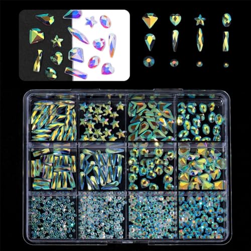 1 Box Nägel-Anhänger für Nägel, 3D-Nägel mit flacher Rückseite, Strasssteine, Glasnägel, Dekoration, professionelles Bastelzubehör, Kunstbedarf von FackLOxc