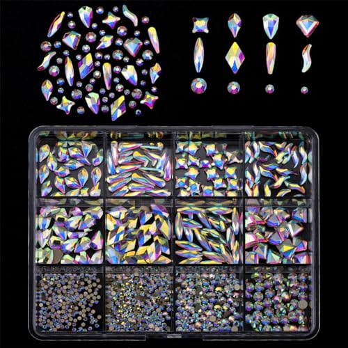 1 Box Nägel-Anhänger für Nägel, 3D-Nägel mit flacher Rückseite, Strasssteine, Glasnägel, Dekoration, professionelles Bastelzubehör, Kunstbedarf von FackLOxc