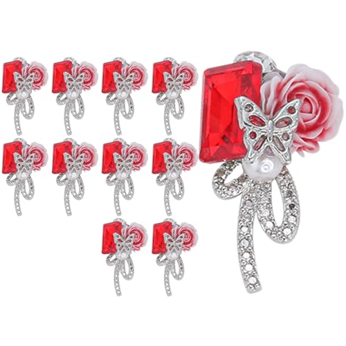 1 x Metall-Rosen-Schmetterling-Nagel-Strasssteine, 3D-Nageldekoration, kreatives Zubehör für einzigartige Nageldesigns, Nageldekoration von FackLOxc