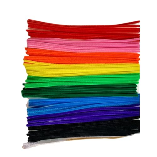 100 Stück bunte Chenille-Stiele, flauschige Pfeifenreiniger, weicher Biegestab, Kunstbedarf, Kinderspielzeug, Bastelraum 100 Stück bunte Chenille-Stiele, flauschige Pfeifenreiniger, weicher Biegestab, Kunstbedarf, Kinderspielzeug, Bastelraum von FackLOxc