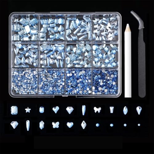 12 Gitter mit flacher Unterseite, Strasssteine, verschiedene Stile, Kristall-Charm, spezielle Nägel, Charm-Nägel, Kunstdekorationen 12 Gitter mit flacher Unterseite, Strasssteine, verschiedene Stile, Kristall-Charm, spezielle Nägel, Charm-Nägel, Kunstdekorationen von FackLOxc