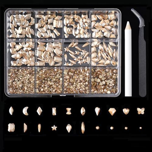 12 Gitter mit flacher Unterseite, Strasssteine, verschiedene Stile, Kristall-Charm, spezielle Nägel, Charm-Nägel, Kunstdekorationen 12 Gitter mit flacher Unterseite, Strasssteine, verschiedene Stile, Kristall-Charm, spezielle Nägel, Charm-Nägel, Kunstdekorationen von FackLOxc