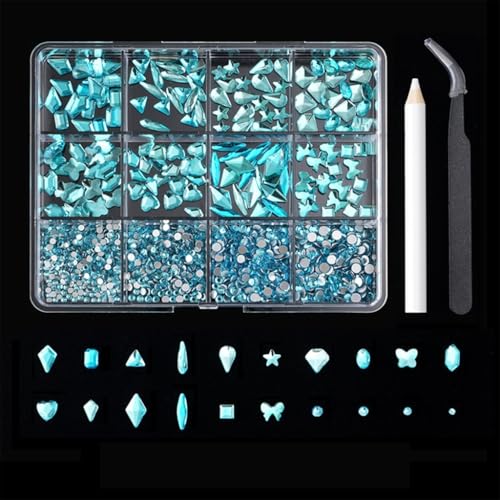 12 Gitter mit flacher Unterseite, Strasssteine, verschiedene Stile, Kristall-Charm, spezielle Nägel, Charm-Nägel, Kunstdekorationen 12 Gitter mit flacher Unterseite, Strasssteine, verschiedene Stile, Kristall-Charm, spezielle Nägel, Charm-Nägel, Kunstdekorationen von FackLOxc