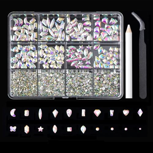 12 Gitter mit flacher Unterseite, Strasssteine, verschiedene Stile, Kristall-Charm, spezielle Nägel, Charm-Nägel, Kunstdekorationen 12 Gitter mit flacher Unterseite, Strasssteine, verschiedene Stile, Kristall-Charm, spezielle Nägel, Charm-Nägel, Kunstdekorationen von FackLOxc