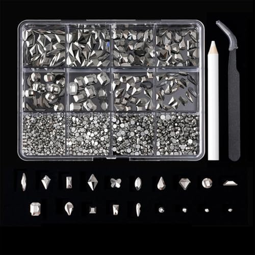12 Gitter speziell geformte Nägel, Strasssteine, flache Rückseite, Charm-Mix-Stile, Nägel, Kunst-Dekorationen 12 Gitter speziell geformte Nägel, Strasssteine, flache Rückseite, Charm-Mix-Stile, Nägel, Kunst-Dekorationen von FackLOxc