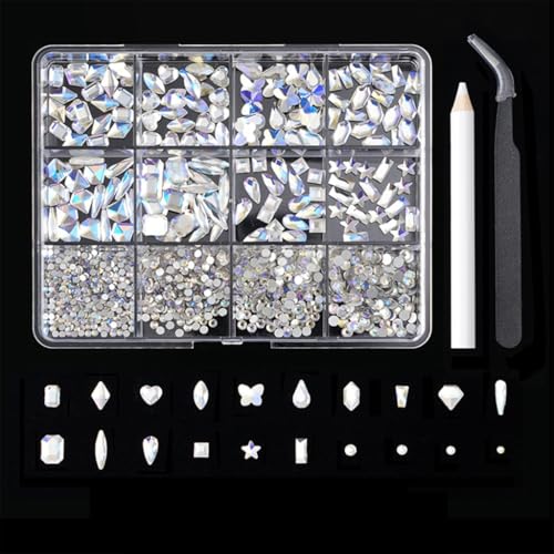 12 Gitter speziell geformte Nägel, Strasssteine, flache Rückseite, Charm-Mix-Stile, Nägel, Kunst-Dekorationen 12 Gitter speziell geformte Nägel, Strasssteine, flache Rückseite, Charm-Mix-Stile, Nägel, Kunst-Dekorationen von FackLOxc