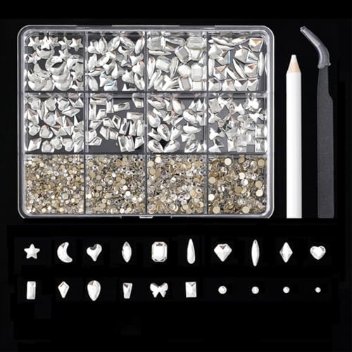 12 Gitter speziell geformte Nägel, Strasssteine, flache Rückseite, Charm-Mix-Stile, Nägel, Kunst-Dekorationen 12 Gitter speziell geformte Nägel, Strasssteine, flache Rückseite, Charm-Mix-Stile, Nägel, Kunst-Dekorationen von FackLOxc