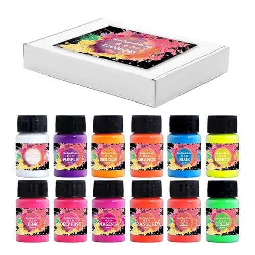 12 Stücke Fluoreszenzpigmentpulver Für Kunstprojekte Liefert Leicht Zu Mischen Und Zu Verwenden Auf Verschiedenen Materialien von FackLOxc