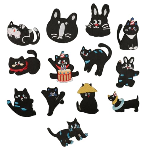 13 PCs Cartoon Katzen Eisen Auf Flecken Applique Patches Tierreparaturflecken Kätzchen Stickflächen Für Die Beuteldekoration von FackLOxc