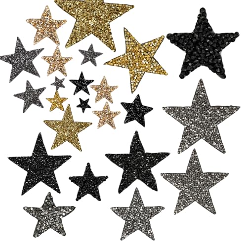 24 x Strass-Stern-Applikationen, Reparaturflicken, selbstklebend, zum Aufbügeln oder Aufbügeln, Strassapplikationen für Kleidung von FackLOxc