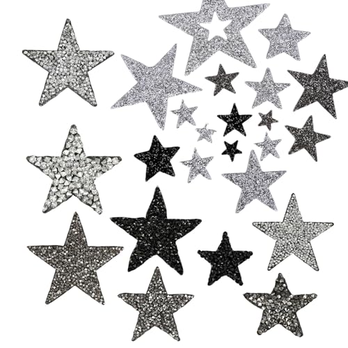 24 x Strass-Stern-Applikationen, Reparaturflicken, selbstklebend, zum Aufbügeln oder Aufbügeln, Strassapplikationen für Kleidung von FackLOxc