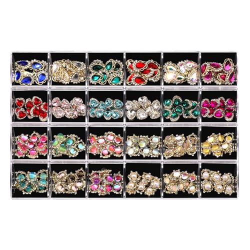 3D-Blumen-Charms, Kaviar-Perlen, bunte Strasssteine, Kunst-Design, Ohrstecker für Maniküre von FackLOxc