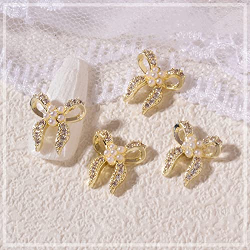 3D-Schleife, Blumenkette, Anhänger, Dekorationen, Metall, Zirkon, Kristalle, Strass, Perlen, Kunst, Schmuck, Nägel, Zubehör von FackLOxc