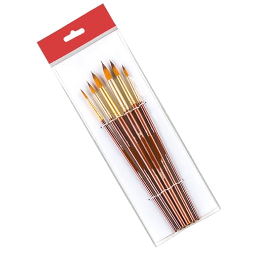 Aquarell-Pinsel, Nylon-Pinsel für Künstler, Anfänger, Acryl, Öl, Aquarell, Gouache, Malerei, Gesicht, Körper, Kunst, runder Kopf, 6 Stück Aquarell-Pinsel, Nylon-Pinsel für Künstler, Anfänger, Acryl, Öl, Aquarell, Gouache, Malerei, Gesicht, Körper, Kunst, runder Kopf, 6 Stück von FackLOxc