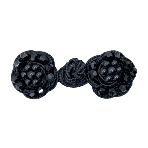 Chinesischer Knoten-Knopf, Cardigan, Rosenperlen, Kristallknöpfe, Knotenverschluss, Tang-Anzug, handgefertigtes Bekleidungszubehör von FackLOxc