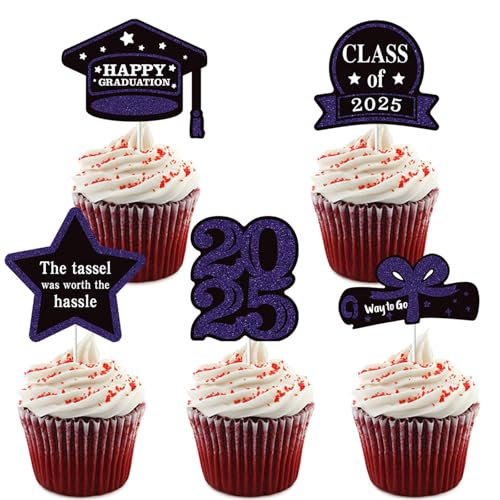 Cupcake-Aufsätze, Kuchendekoration, Abschlussfeier, Kuchenzubehör, Papierstruktur für Partys, Feiern, 5 Stück von FackLOxc
