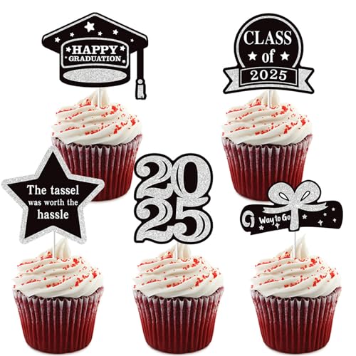 Cupcake-Aufsätze, Kuchendekoration, Abschlussfeier, Kuchenzubehör, Papierstruktur für Partys, Feiern, 5 Stück von FackLOxc