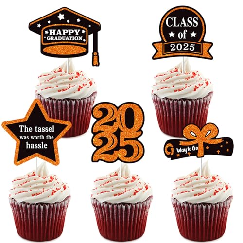 Cupcake-Aufsätze, Kuchendekoration, Abschlussfeier, Kuchenzubehör, Papierstruktur für Partys, Feiern, 5 Stück von FackLOxc