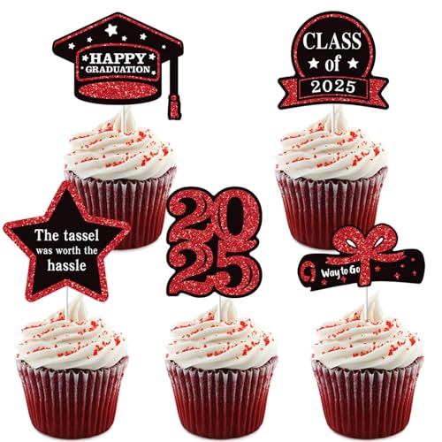 Cupcake-Aufsätze, Kuchendekoration, Abschlussfeier, Kuchenzubehör, Papierstruktur für Partys, Feiern, 5 Stück von FackLOxc