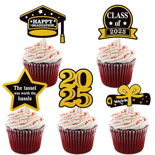 Cupcake-Aufsätze, Kuchendekoration, Abschlussfeier, Kuchenzubehör, Papierstruktur für Partys, Feiern, 5 Stück von FackLOxc