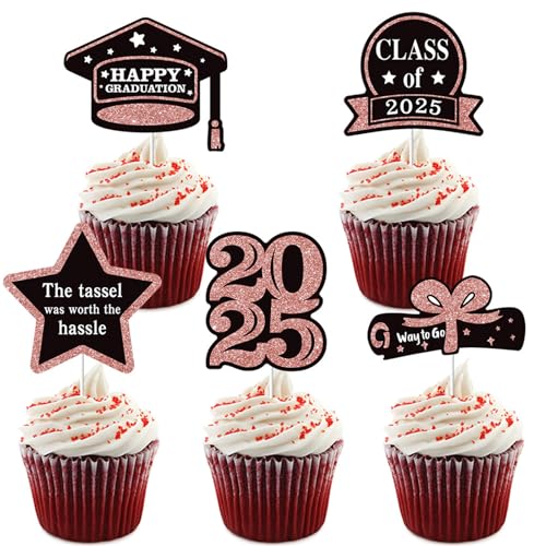 Cupcake-Aufsätze, Kuchendekoration, Abschlussfeier, Kuchenzubehör, Papierstruktur für Partys, Feiern, 5 Stück von FackLOxc
