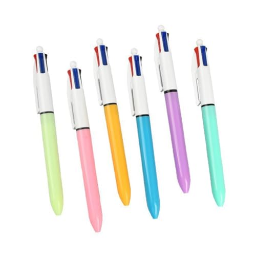 FackLOxc 4-in-1-Kugelschreiber, einziehbarer Kugelschreiber, 1,0 mm, Schreibstift, Büro- und Schulbedarf, 6 Stück von FackLOxc