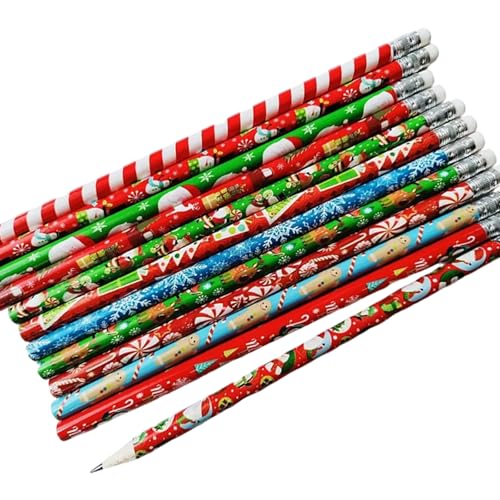 FackLOxc 48pcs Weihnachten Themen Bleistift Holz Zeichnen Bleistifte Mit Radiergummis Für Kid Student Game Belohnung Geburtstag Weihnachtsgeschenk von FackLOxc