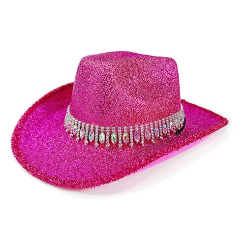 FackLOxc Cowgirl-Hut mit Schmucksteinen, schwerer Kristall-Panama-Hut, Überraschung, Mädchen, Jungen, Brauthut für Karneval, Musikfestival FackLOxc Cowgirl-Hut mit Schmucksteinen, schwerer Kristall-Panama-Hut, Überraschung, Mädchen, Jungen, Brauthut für Karneval, Musikfestival von FackLOxc