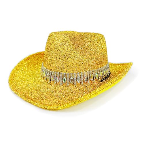 FackLOxc Cowgirl-Hut mit Schmucksteinen, schwerer Kristall-Panama-Hut, Überraschung, Mädchen, Jungen, Brauthut für Karneval, Musikfestival FackLOxc Cowgirl-Hut mit Schmucksteinen, schwerer Kristall-Panama-Hut, Überraschung, Mädchen, Jungen, Brauthut für Karneval, Musikfestival von FackLOxc