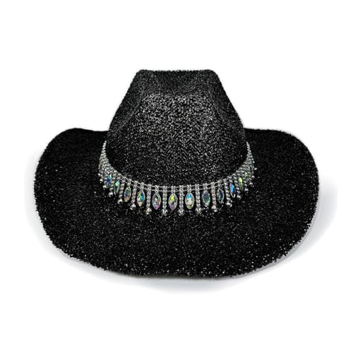 FackLOxc Cowgirl-Hut mit Schmucksteinen, schwerer Kristall-Panama-Hut, Überraschung, Mädchen, Jungen, Brauthut für Karneval, Musikfestival FackLOxc Cowgirl-Hut mit Schmucksteinen, schwerer Kristall-Panama-Hut, Überraschung, Mädchen, Jungen, Brauthut für Karneval, Musikfestival von FackLOxc