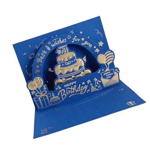 FackLOxc Elegante Rote Und Blaue Geburtstagskarte Schöne 3D Geburtstagsgrußkarte Mit Komplizierter Goldfolie Und Geschenkumschlag von FackLOxc