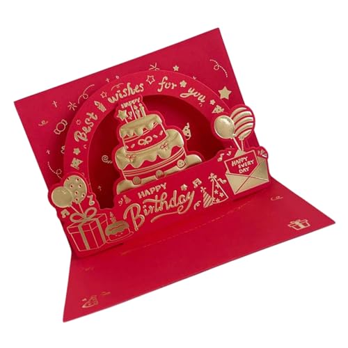 FackLOxc Elegante Rote Und Blaue Geburtstagskarte Schöne 3D Geburtstagsgrußkarte Mit Komplizierter Goldfolie Und Geschenkumschlag von FackLOxc