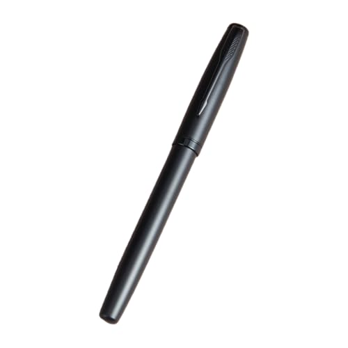 FackLOxc Füllfederhalter aus Metall, 0,5 mm, F-Spitze, Kolbengefüllt, Absorber-Tinte, Stift, Business-Stift für Frauen, Männer, Lehrer, Künstler, Schwarz von FackLOxc