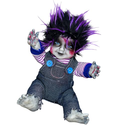 FackLOxc Gruselige Puppenfigur mit beleuchtetem Gesicht und erschreckendem Soundeffekt Gruselige Sitzpuppe von FackLOxc