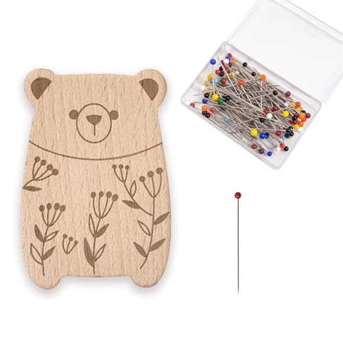 FackLOxc Holznadelkissen mit 100 Nähnadeln zum Schneidern, Nähnadelkissen mit 38 mm langer, gerader Quiltnadel FackLOxc Holznadelkissen mit 100 Nähnadeln zum Schneidern, Nähnadelkissen mit 38 mm langer, gerader Quiltnadel von FackLOxc