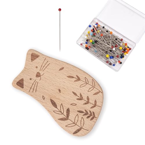 FackLOxc Holznadelkissen mit 100 Nähnadeln zum Schneidern, Nähnadelkissen mit 38 mm langer, gerader Quiltnadel FackLOxc Holznadelkissen mit 100 Nähnadeln zum Schneidern, Nähnadelkissen mit 38 mm langer, gerader Quiltnadel von FackLOxc
