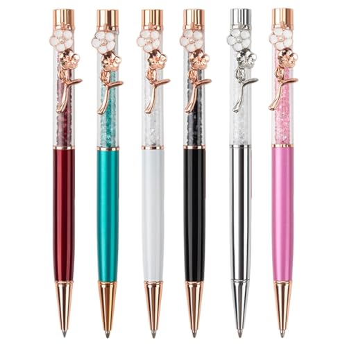FackLOxc Kristall-Kugelschreiber mit Blumenstift, Clip, Signierstift, glattes Schreiben, für Frauen, Mädchen, Studenten, 6 Stück FackLOxc Kristall-Kugelschreiber mit Blumenstift, Clip, Signierstift, glattes Schreiben, für Frauen, Mädchen, Studenten, 6 Stück von FackLOxc