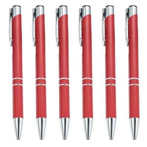 FackLOxc Metall-Kugelschreiber, 1,0 mm, einziehbarer Kugelschreiber, Ölstift, Schreibwarenstift, glattes Schreiben, für Büro, Schule, 6 Stück von FackLOxc