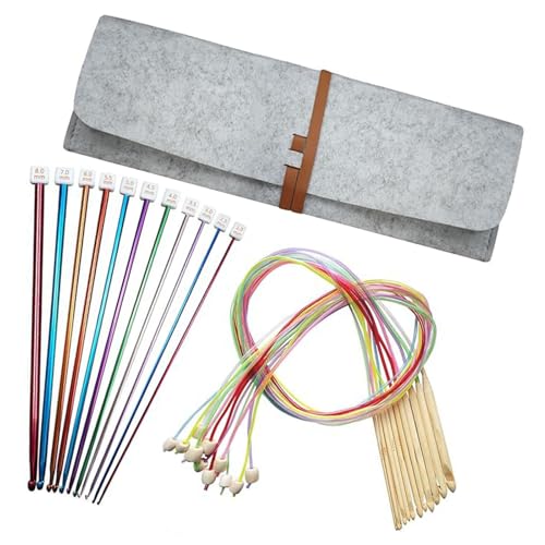 FackLOxc Tunesisches Häkelset mit 12 tunesischen Holzhäkelnadeln mit Kabel, 11 lange afghanische Aluminiumnadeln zum Stricken FackLOxc Tunesisches Häkelset mit 12 tunesischen Holzhäkelnadeln mit Kabel, 11 lange afghanische Aluminiumnadeln zum Stricken von FackLOxc