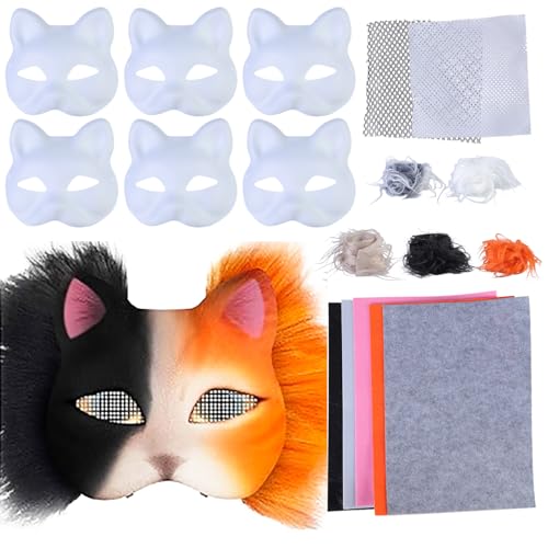 Handbemalte Katzen-Tier-Kits, Maskerade, unbemalt, mit Plüschstoff, Halloween-Party für Erwachsene Handbemalte Katzen-Tier-Kits, Maskerade, unbemalt, mit Plüschstoff, Halloween-Party für Erwachsene von FackLOxc