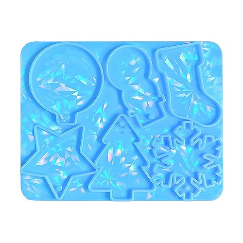 Holographische Weihnachtsilikonform Für Ornamente Schneemann Harzform Weihnachtsbaum Schneeflocken Anhänger Epoxidformen von FackLOxc