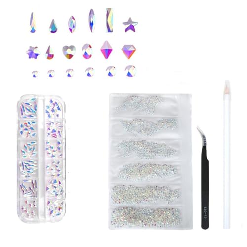 Kristall-Strass-Set, flache Rückseite, Glassteine, verschiedene Formen, Strasssteine, Charms für von FackLOxc