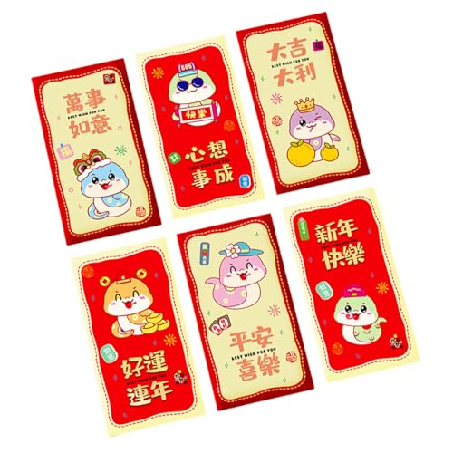 Papiertüte, Motiv: Rötungen, Cartoon, Schlangenjahr, multifunktional, chinesische Tierkreiszeichen, Geldbeutel, 6 Stück/4 Stück von FackLOxc