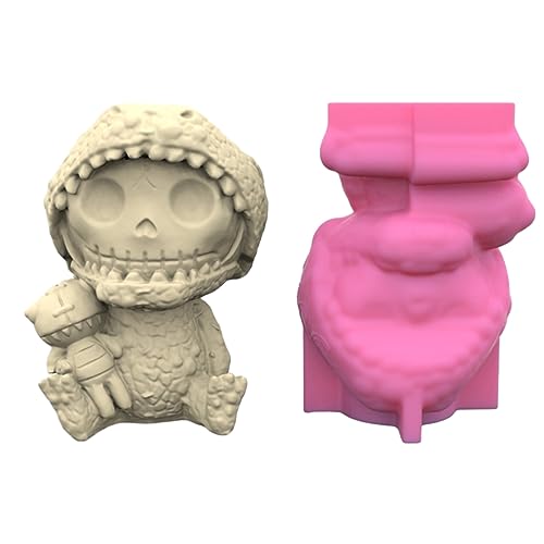 Schädel Man Gypsum Silikonform Succulents Beton Blütenstopp Vase Gipszement Formform Schimmel Kerzenhalter Form Form von FackLOxc
